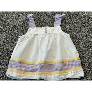 K34 Gymboree‎ Baby Girl Top 18-24 Months White Purple Gingham Sleeveless Summer